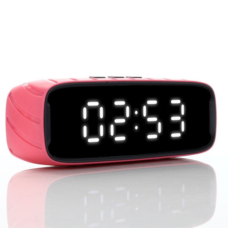 GENERICO - PARLANTE BLUETOOTH INALÁMBRICO RELOJALARMA TIPO ESPEJO ROJO