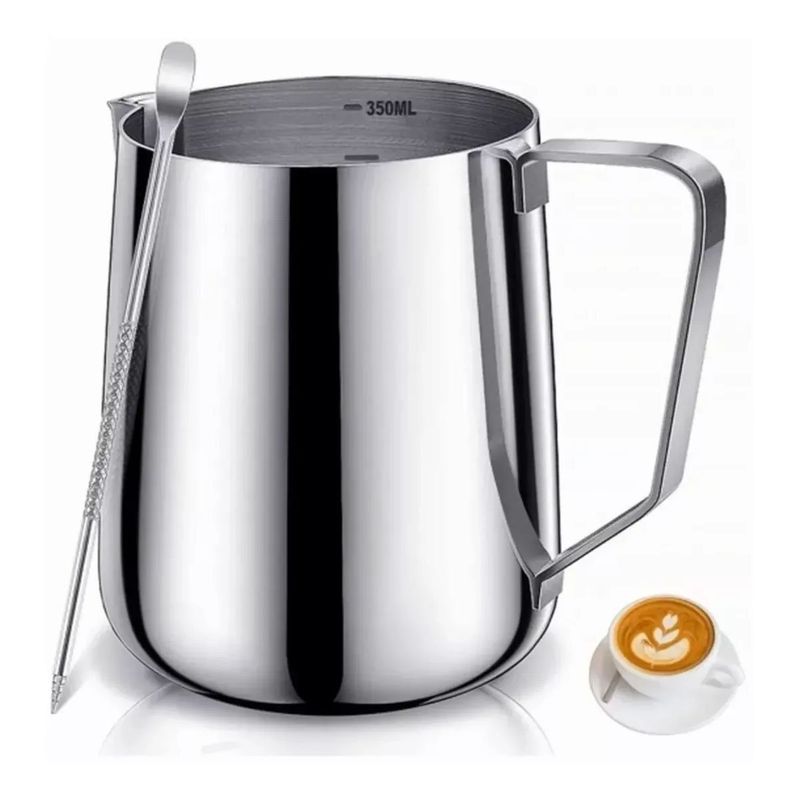 EDWINAYY - Jarra De Espuma Leche Acero Inoxidable 350ml Incluye Pluma