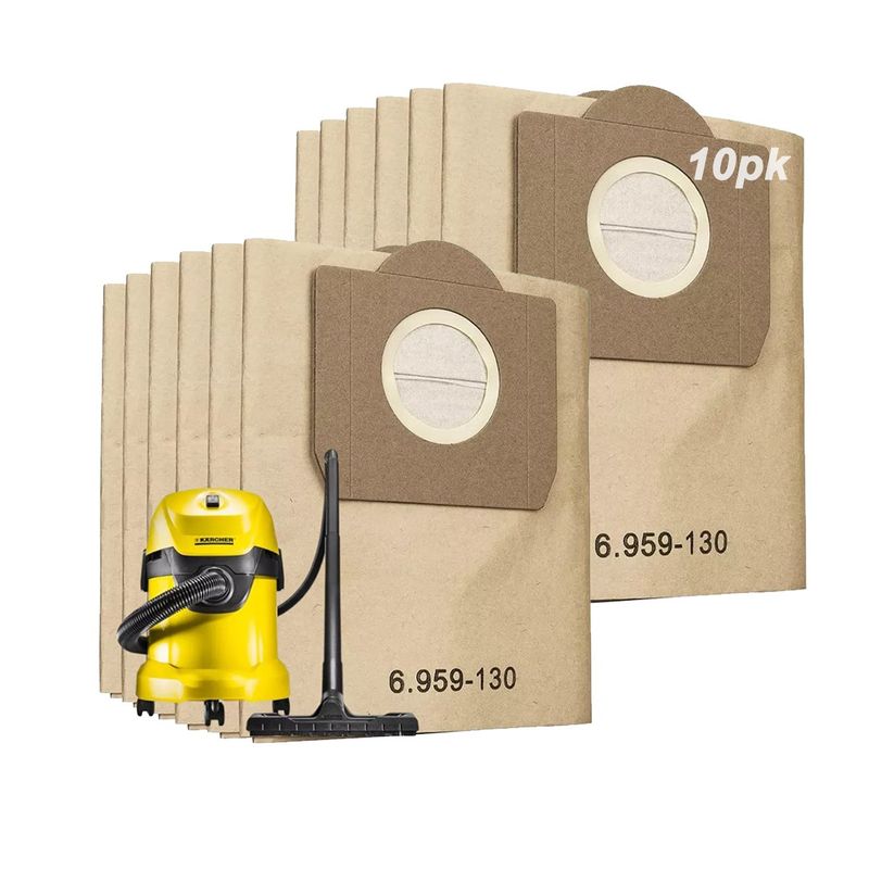 BITART - 10 Bolsas Repuesto para Aspiradora Karcher WD3