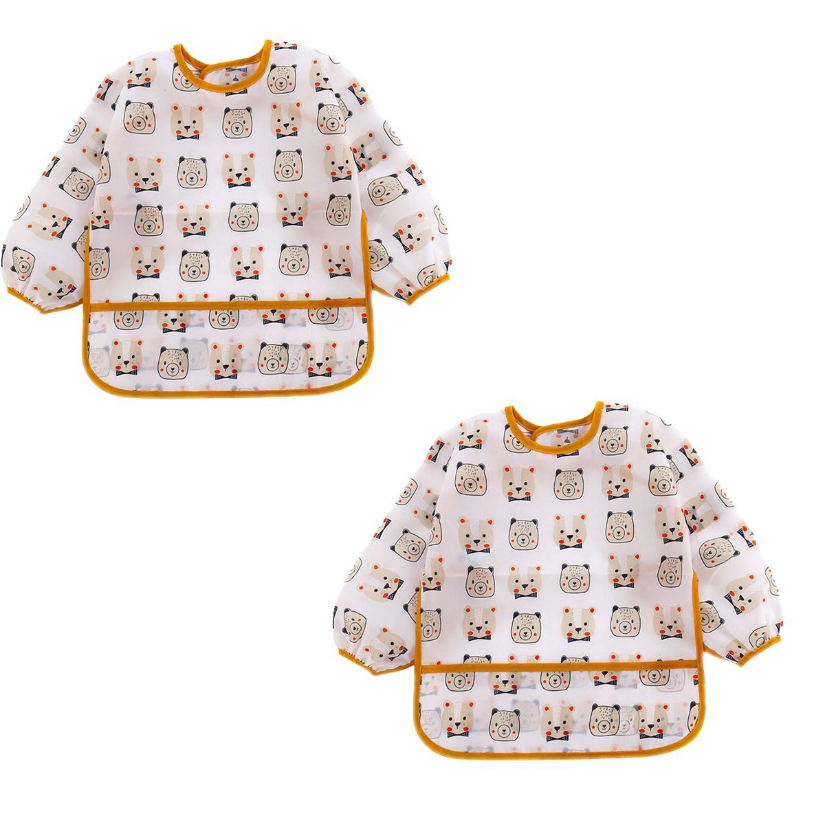 GENERICO - Oso Babero Con Mangas Impermeable Manga Larga 2Pcs