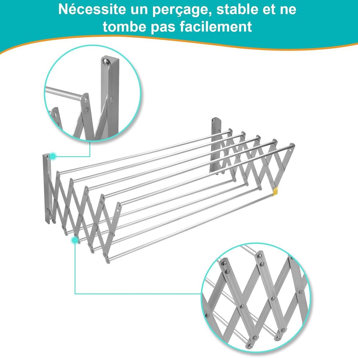 KUANGYE - Tendedero De Ropa Tendedero Plegable Aluminio 100x80cm