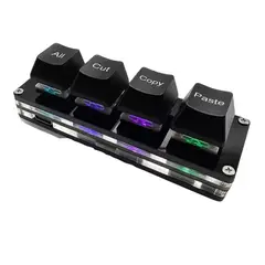 GENERICO - Mini Teclado Mecánico 4 Teclas RGB Para Juegos o Trabajo, negro