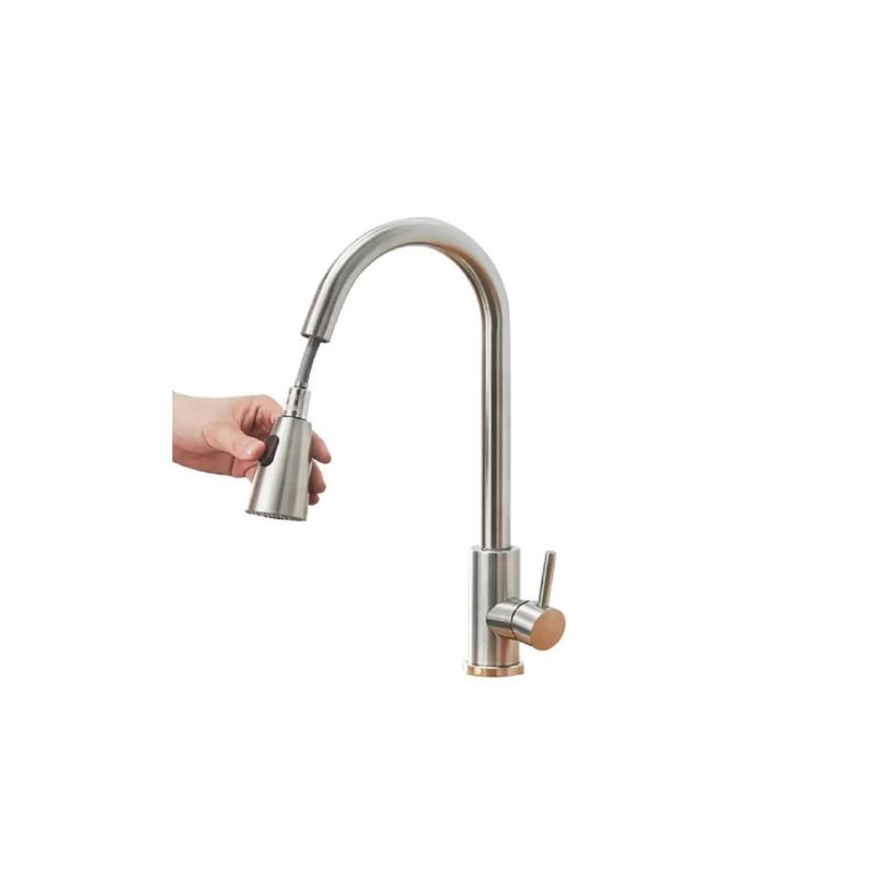 GENERICO - Llave Monomando Lavaplatos Extensible Profesional Niquel plata