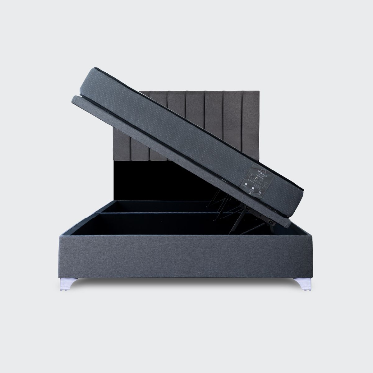 IVI HOME - Cama baúl 2 plazas elite Athenas con respaldo Tubular gris