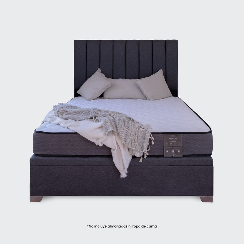 GENERICO - Cama baúl de 2 plazas Athenas con respaldo Tubular