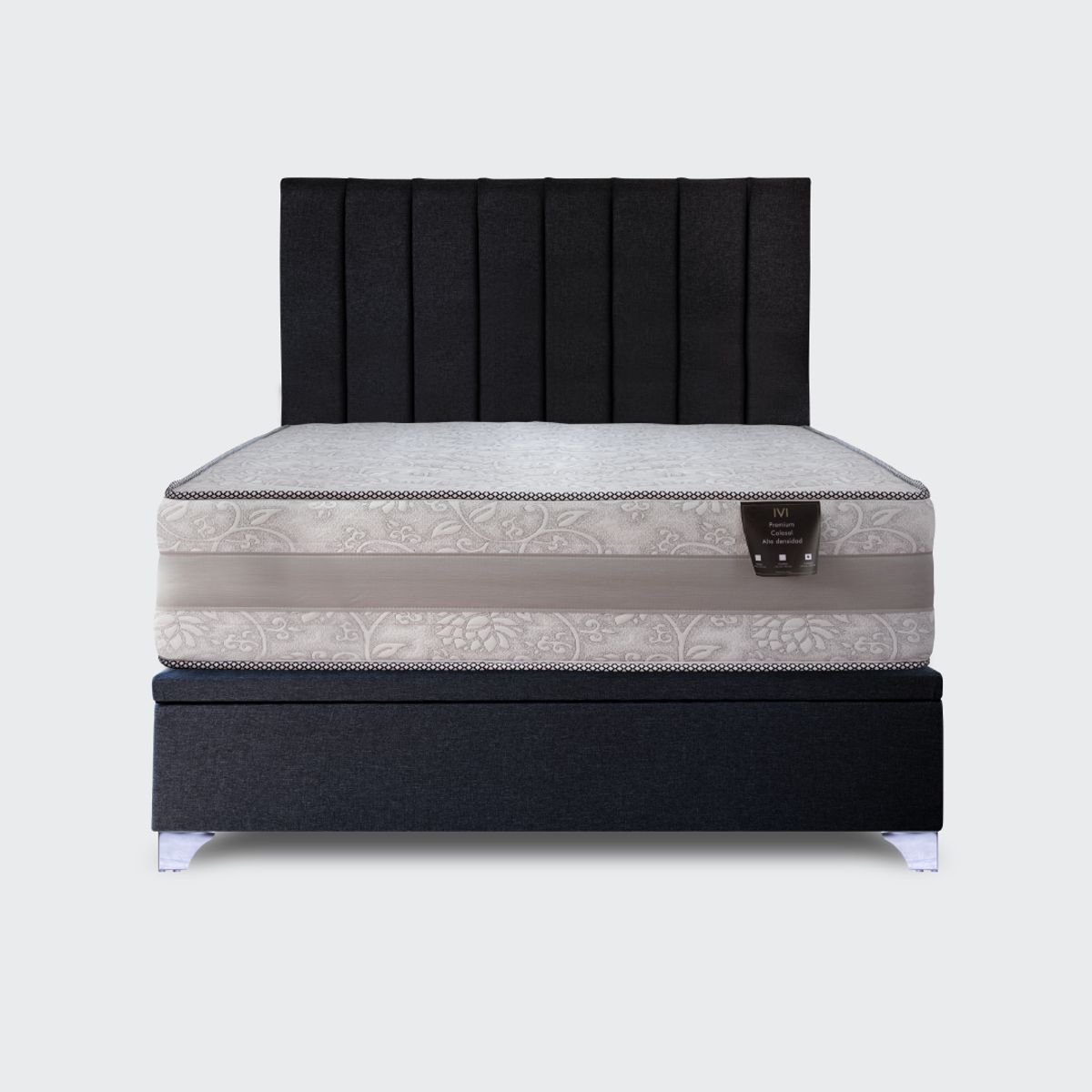 IVI HOME - Cama Baúl Elite 2 plaza Colosal con respaldo Tubular negro