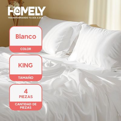 Imagen 2 del producto Juego de sabanas King 100 GSM Suave 4 Piezas