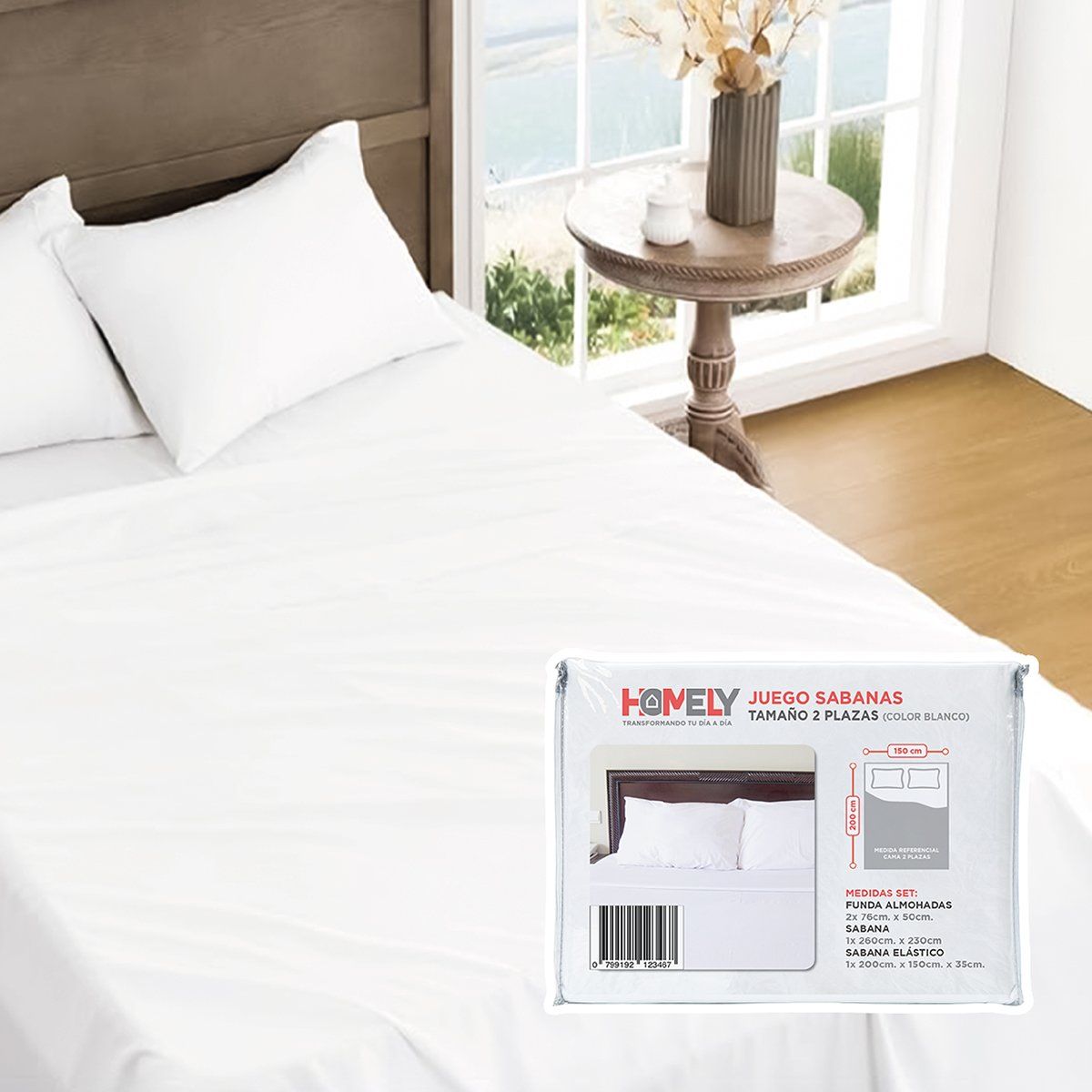 HOMELY - Juego de sabanas 2 Plazas Homely 100 GSM Suave 4 Piezas