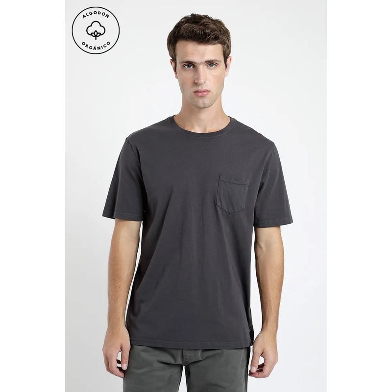 FROENS - Polera manga corta hombre Bolsillo grafito algodón orgánico Froens
