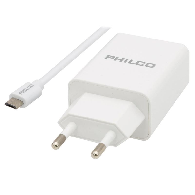 PHILCO - CARGADOR DE PARED QUALCOM 3.0 A C/CABLE MICRO QC620 BLANCO - Blanco