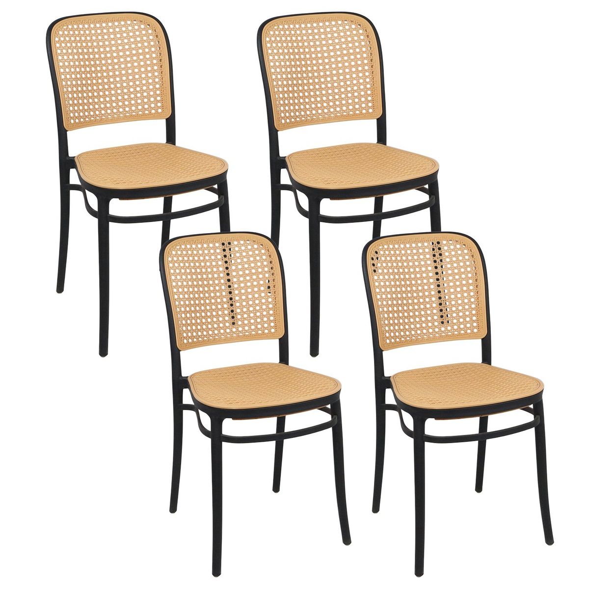 NOVAHUS - Pack 4 Sillas Terraza Plástica Cairo Negra