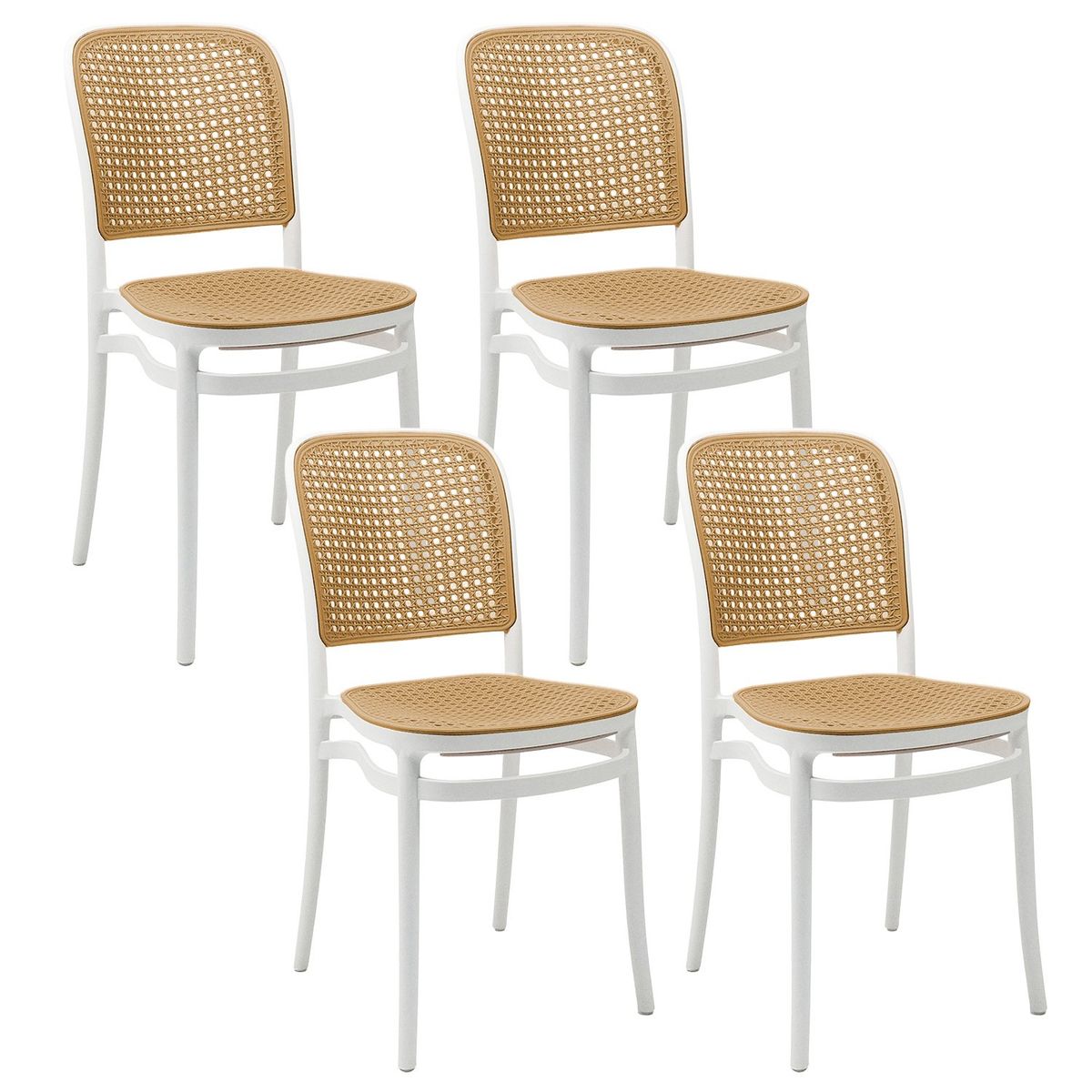 NOVAHUS - Pack 4 Sillas Terraza Plástica Cairo BlancaBeige