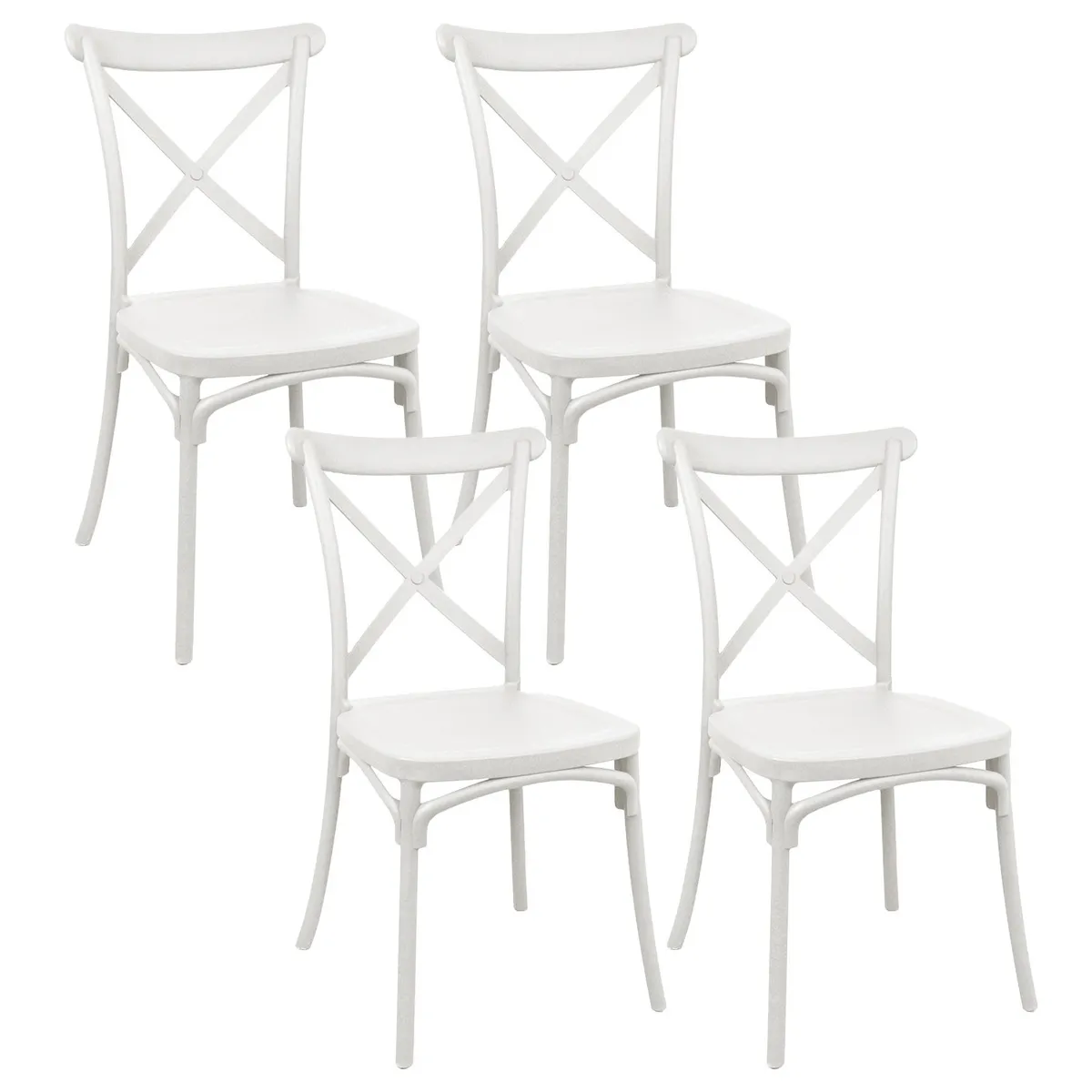 NOVAHUS - Pack 4 Sillas Terraza Plástica Petra Blancas