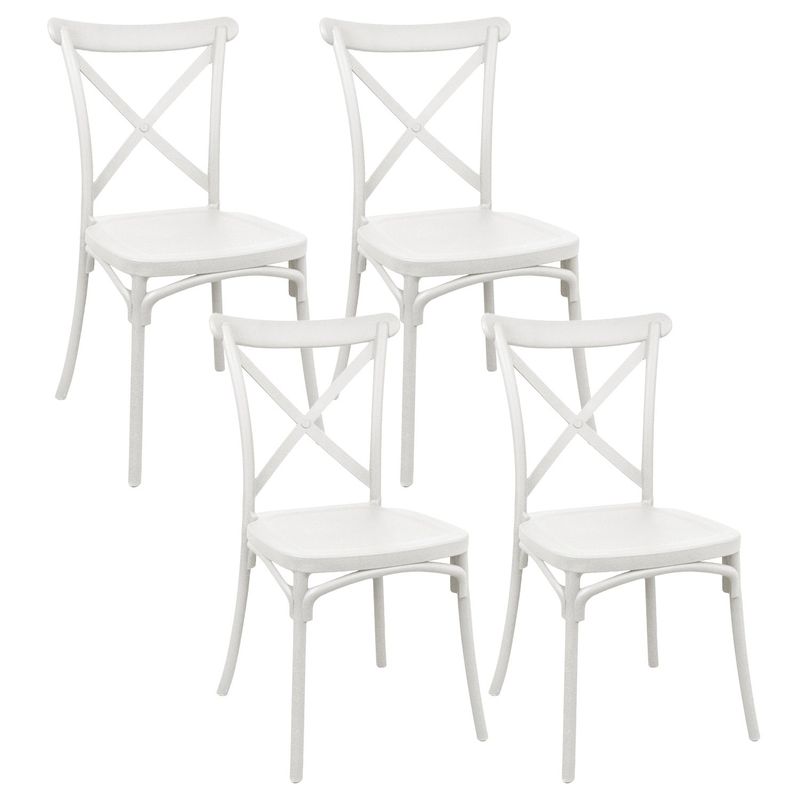 NOVAHUS - Pack 4 Sillas Terraza Plástica Petra Blancas