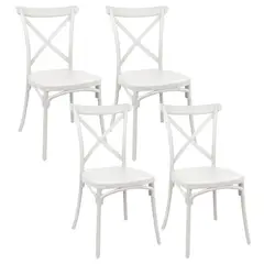 NOVAHUS - Pack 4 Sillas Terraza Plástica Petra Blancas