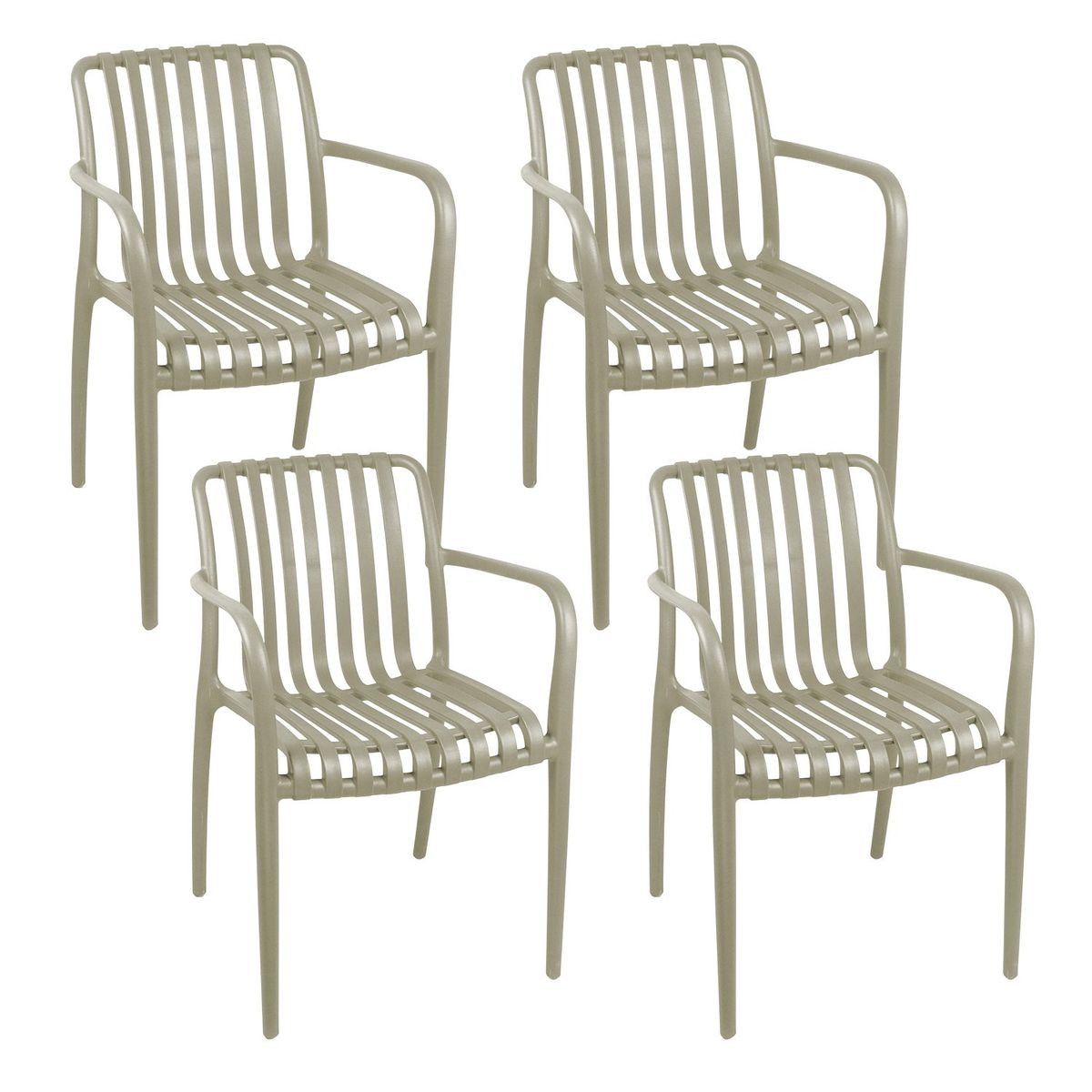 NOVAHUS - Pack 4 Sillas Terraza Plástica Giza Taupe