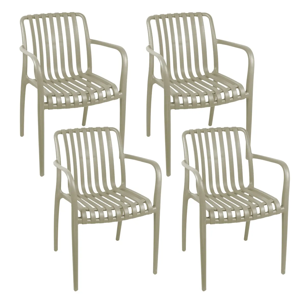 NOVAHUS - Pack 4 Sillas Terraza Plástica Giza Taupe