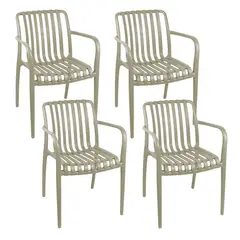 NOVAHUS - Pack 4 Sillas Terraza Plástica Giza Taupe