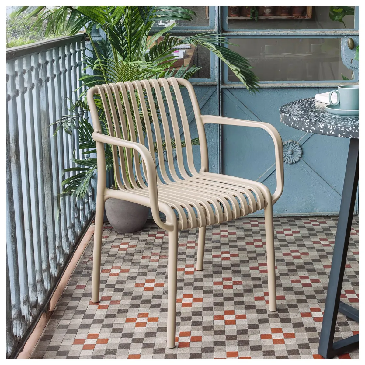 NOVAHUS - Silla Terraza Plástica Giza Taupe