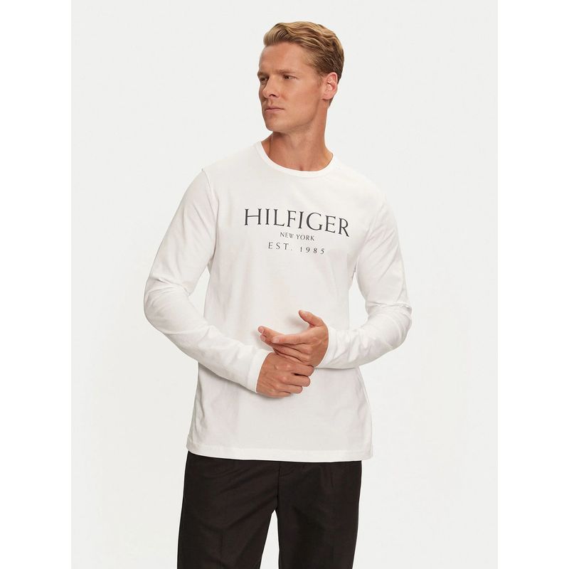 TOMMY HILFIGER - Polera Solid Con Logo Regular Fit Blanco Tommy Hilfiger