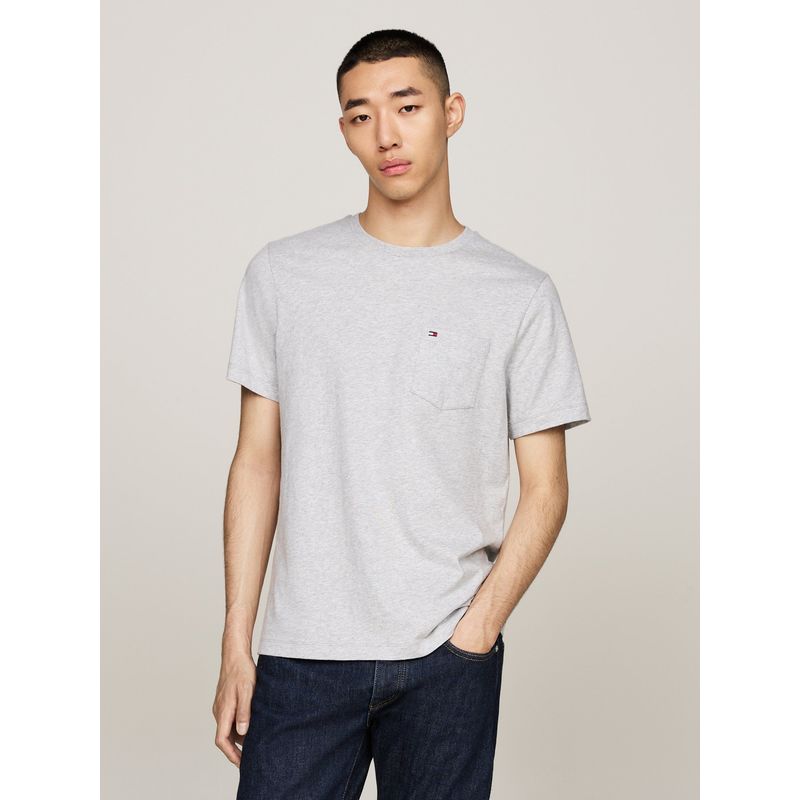 TOMMY HILFIGER - Polera Essential Con Bolsillo Frontal Gris Tommy Hilfiger