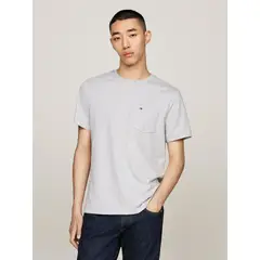 TOMMY HILFIGER - Polera Essential Con Bolsillo Frontal Gris