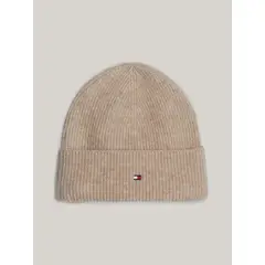 TOMMY HILFIGER - Beanie Essential Con Logo Beige