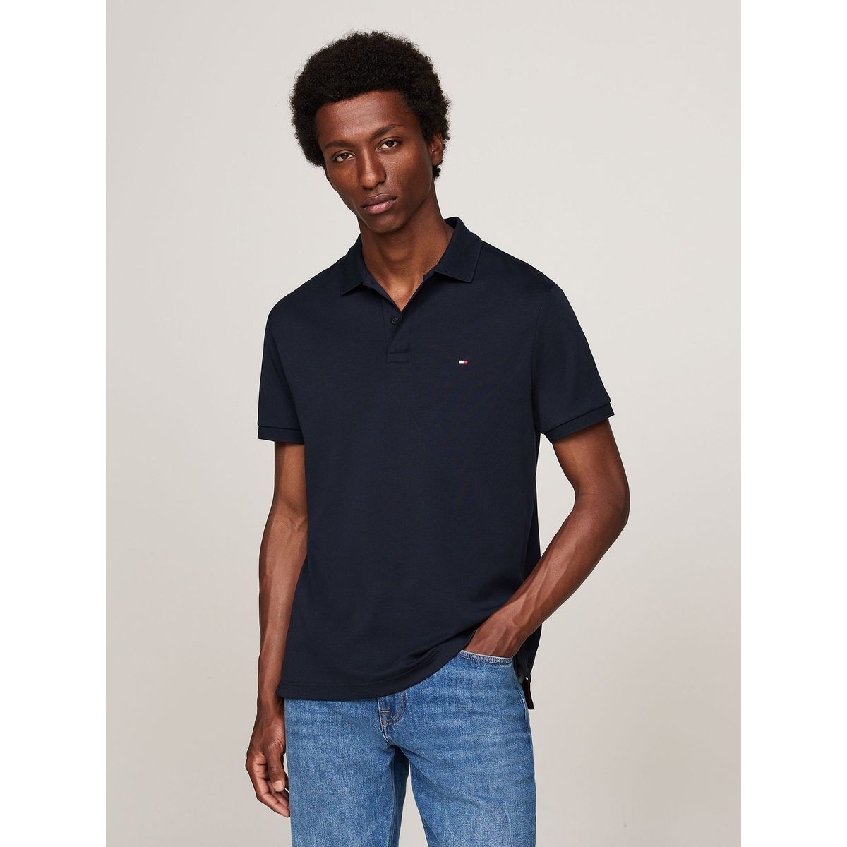 TOMMY HILFIGER - Polo Essential Liquid Cotton Azul Tommy Hilfiger