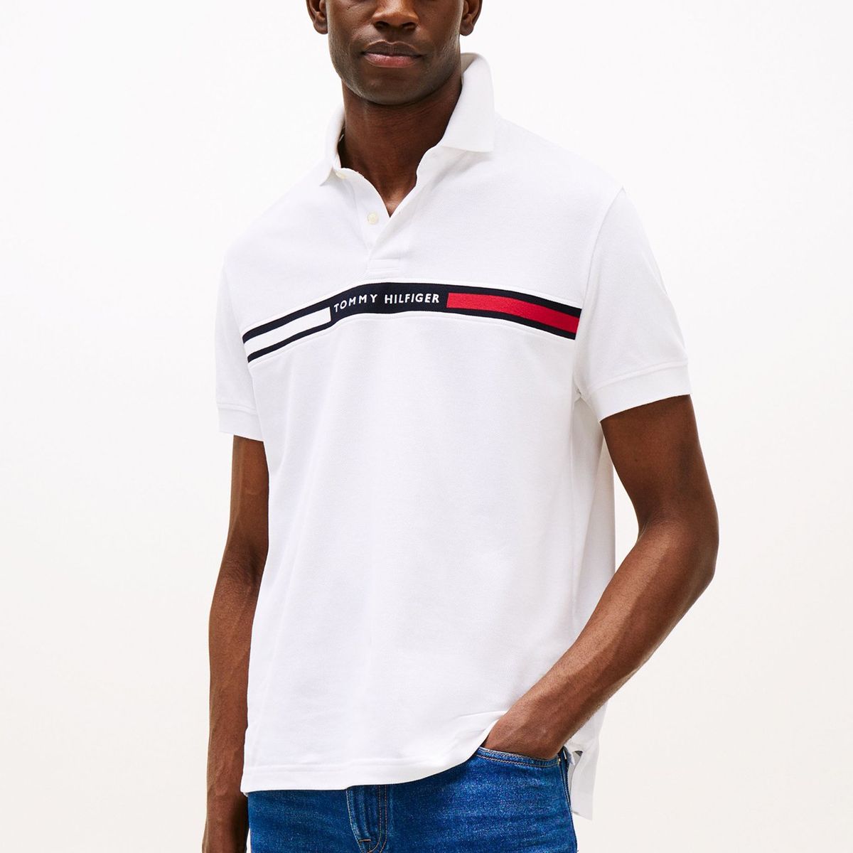 TOMMY HILFIGER - Polo Chest Insert Logo Blanco Tommy Hilfiger