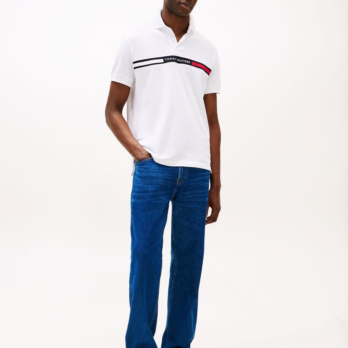 TOMMY HILFIGER - Polo Chest Insert Logo Blanco Tommy Hilfiger