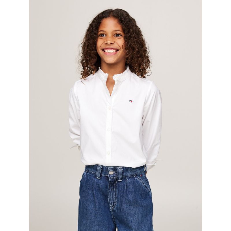TOMMY HILFIGER - Blusa Con Cuello De Volantes Blanco Tommy Hilfiger