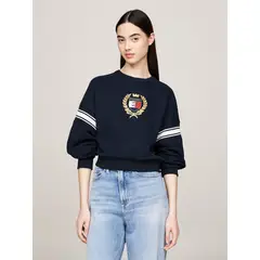 TOMMY HILFIGER - Polerón Crest Preppy Logo Azul Tommy Hilfiger.