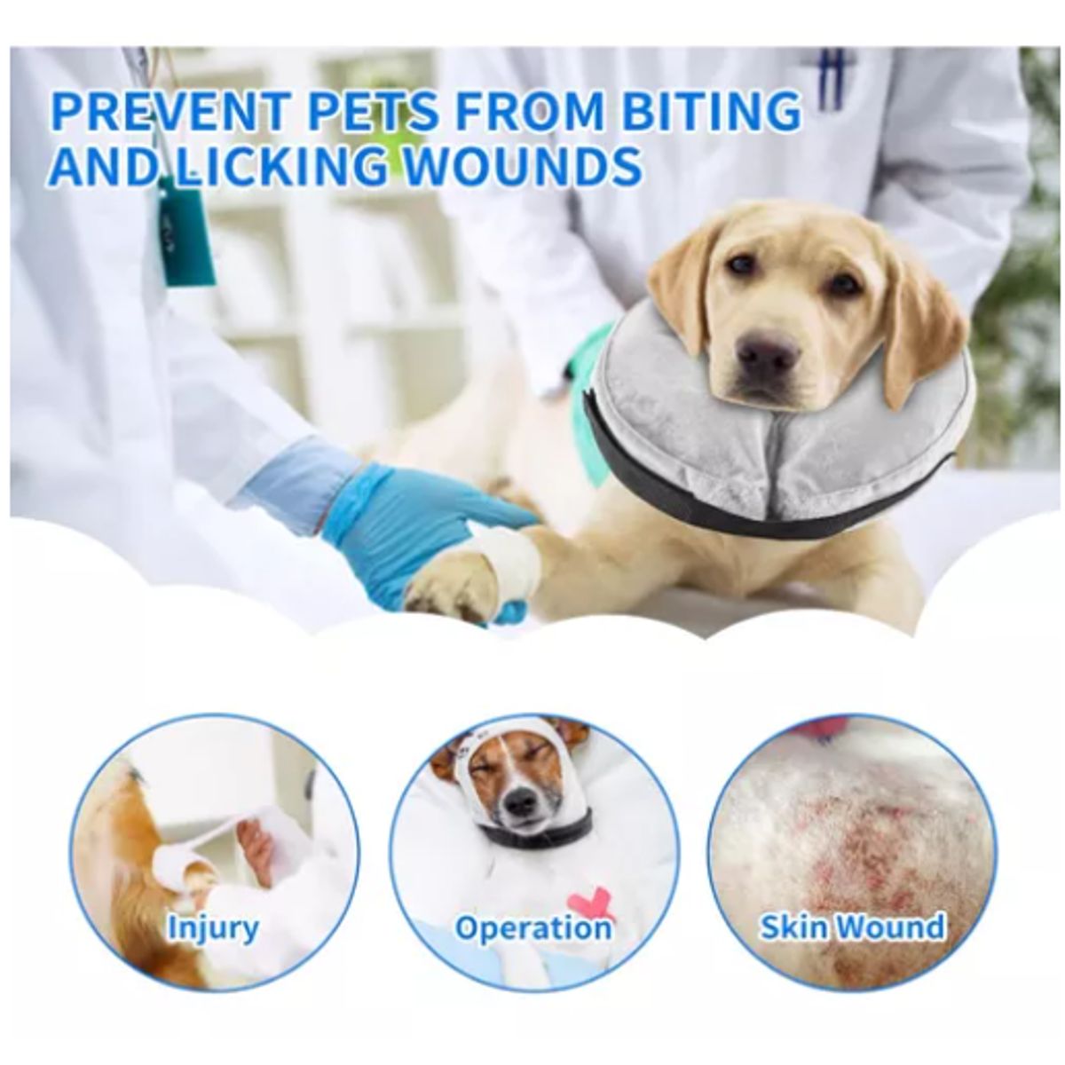 GENERICO - Collar Inflable Recuperación Perros Gatos Ajustable Suave