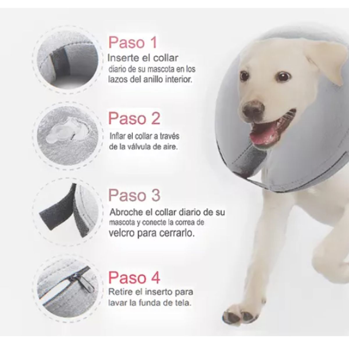 GENERICO - Collar Inflable Recuperación Perros Gatos Ajustable Suave