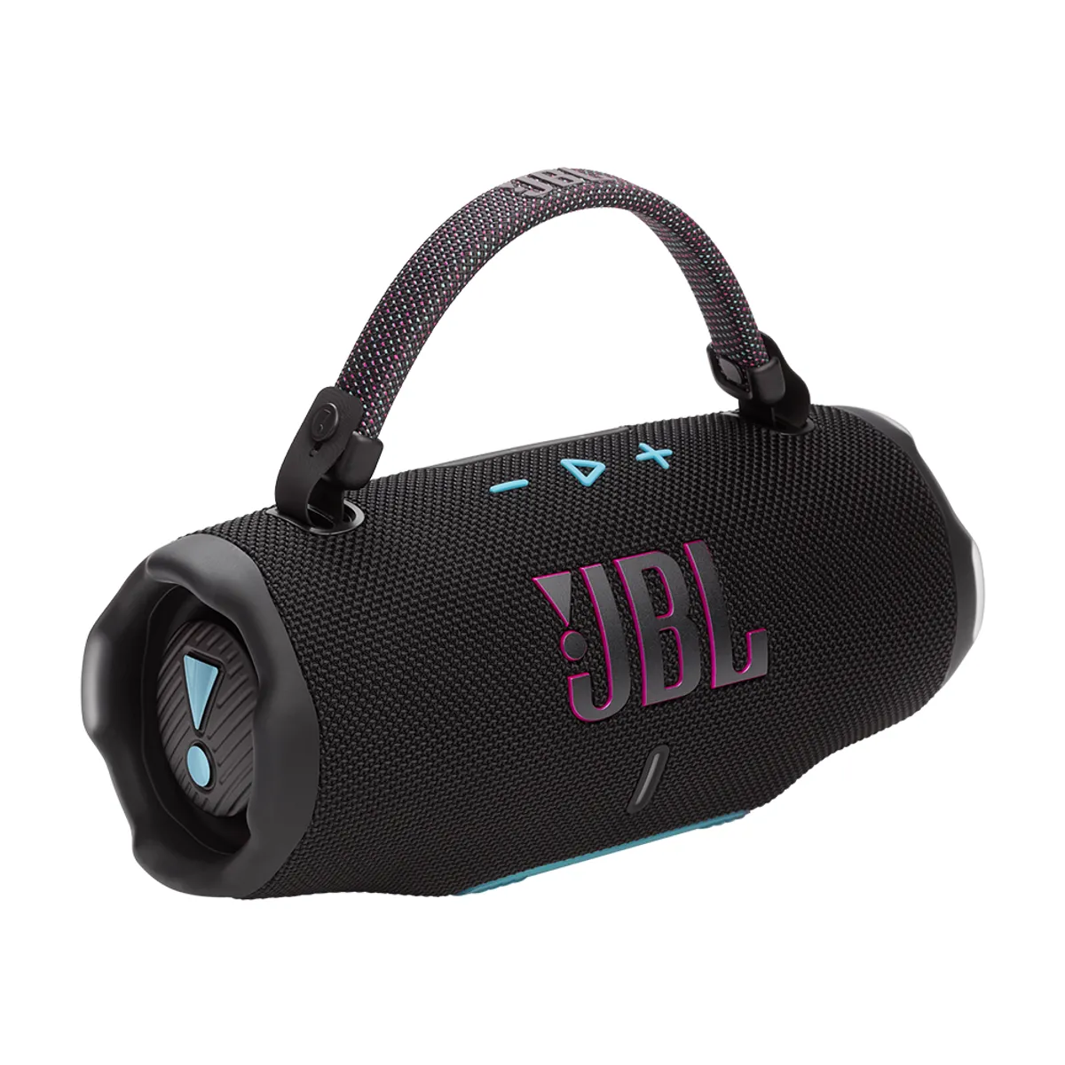 JBL - Parlante Bluetooth Portátil JBL Charge 6 Negro - detalles Azul Rosado
