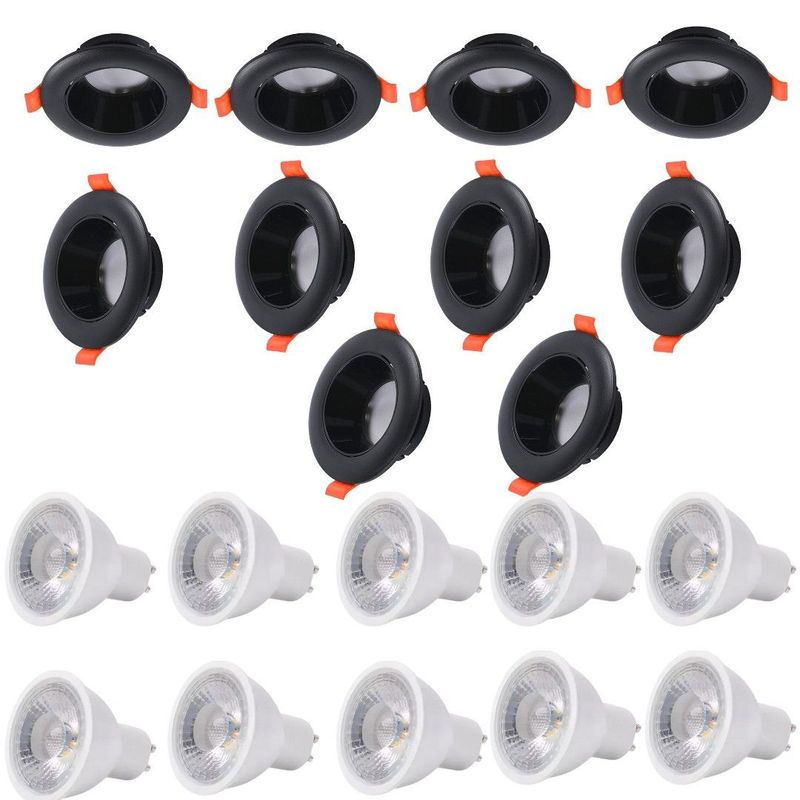 WANT - Pack X 10 Foco Spot Porta Gu10 Dirigible + Ampolletas Luz Fría