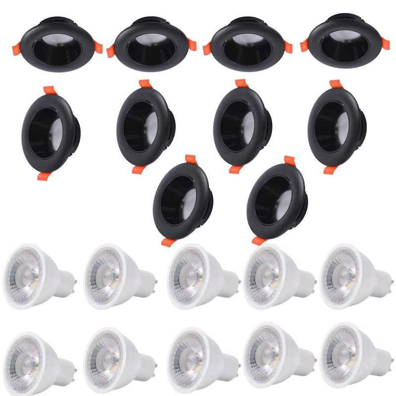 WANT - Pack X 10 Foco Spot Porta Gu10 Dirigible + Ampolletas Luz Fría
