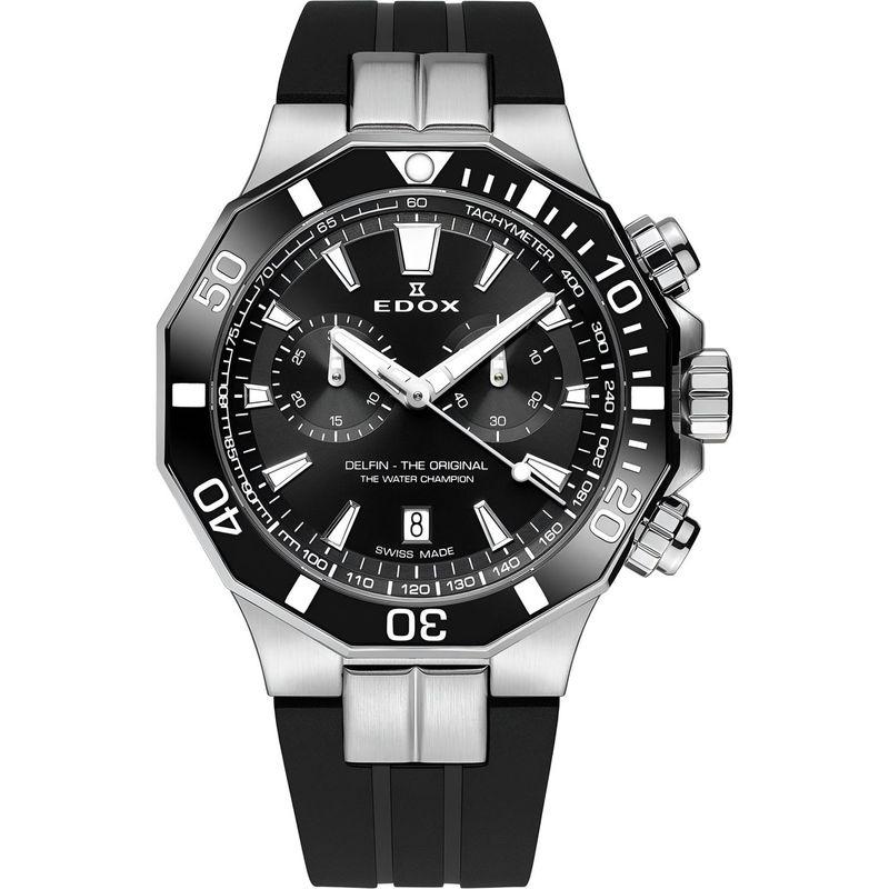 EDOX - Reloj Edox Delfin The Original Chronograph Pulsera Negra Hombre