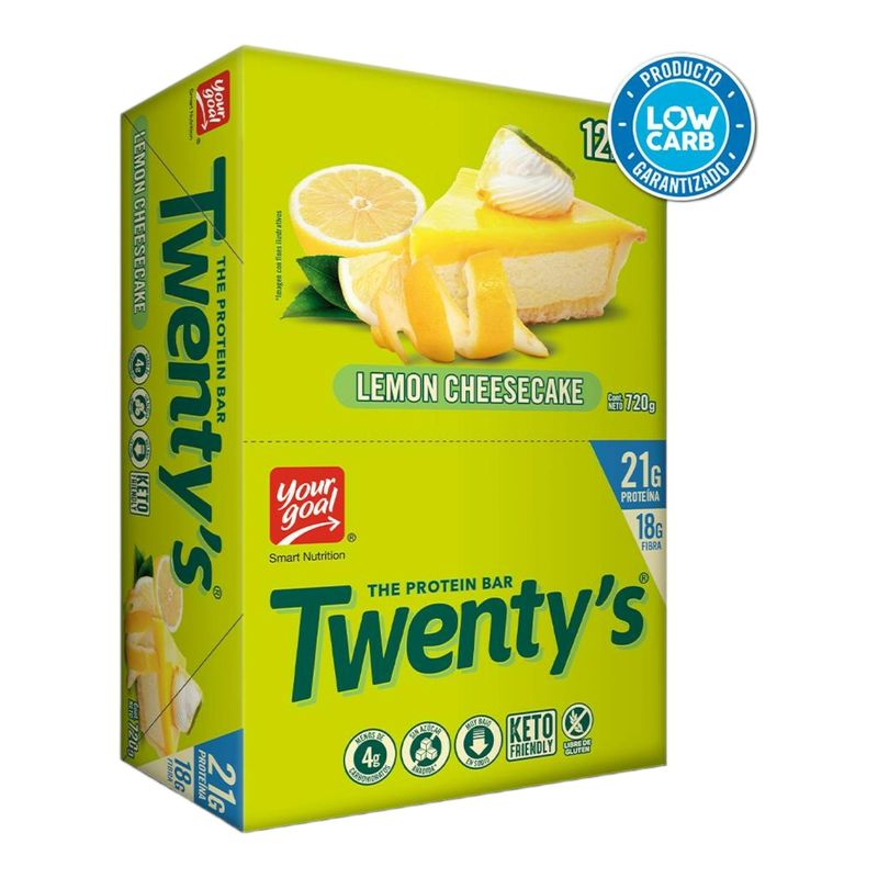 YOURGOAL - Box 12 barras Twenty's lemon cheesecake 21gr proteína - YOUR GOAL