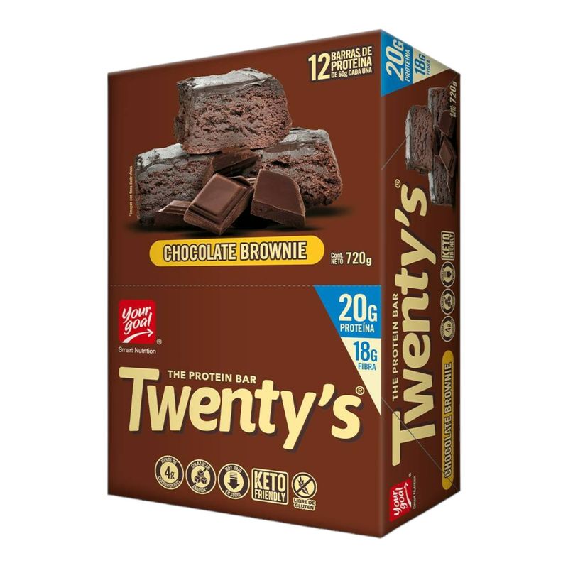 YOURGOAL - Box 12 barras Twenty's Chocolate Brownie 20gr proteína - YOUR GOAL