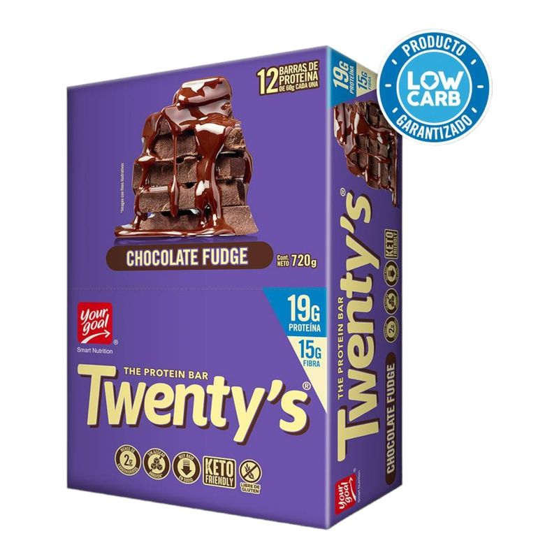 YOURGOAL - Box 12 barras Twenty's Chocolate fudge 19gr proteína - YOUR GOAL