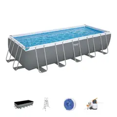 BESTWAY - Piscina Power Steel Gris Oscuro 6.40M X 2.74M X 1.32M Pool Set / 19,281 L