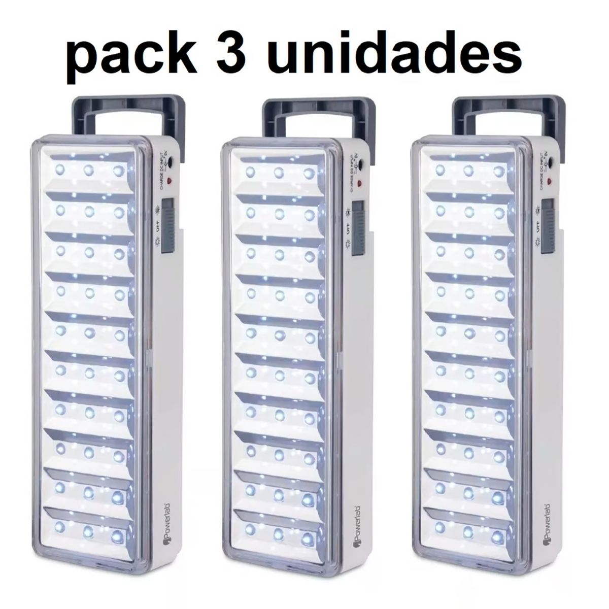 POWERLAB - Pack 3 Lámparas de Emergencia Led con Batería Recargable