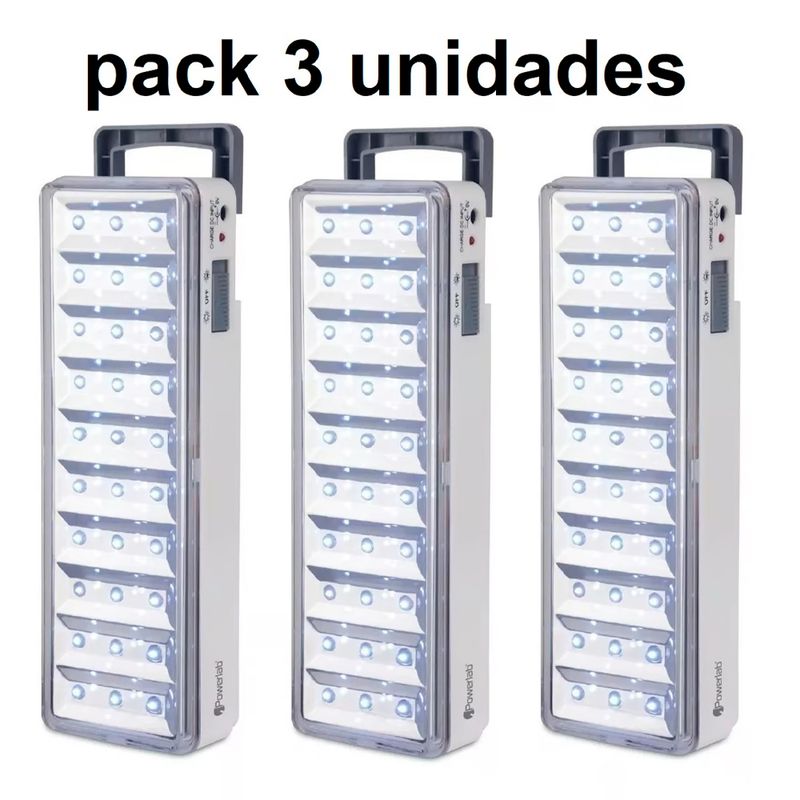 POWERLAB - Pack 3 Lámparas de Emergencia Led con Batería Recargable