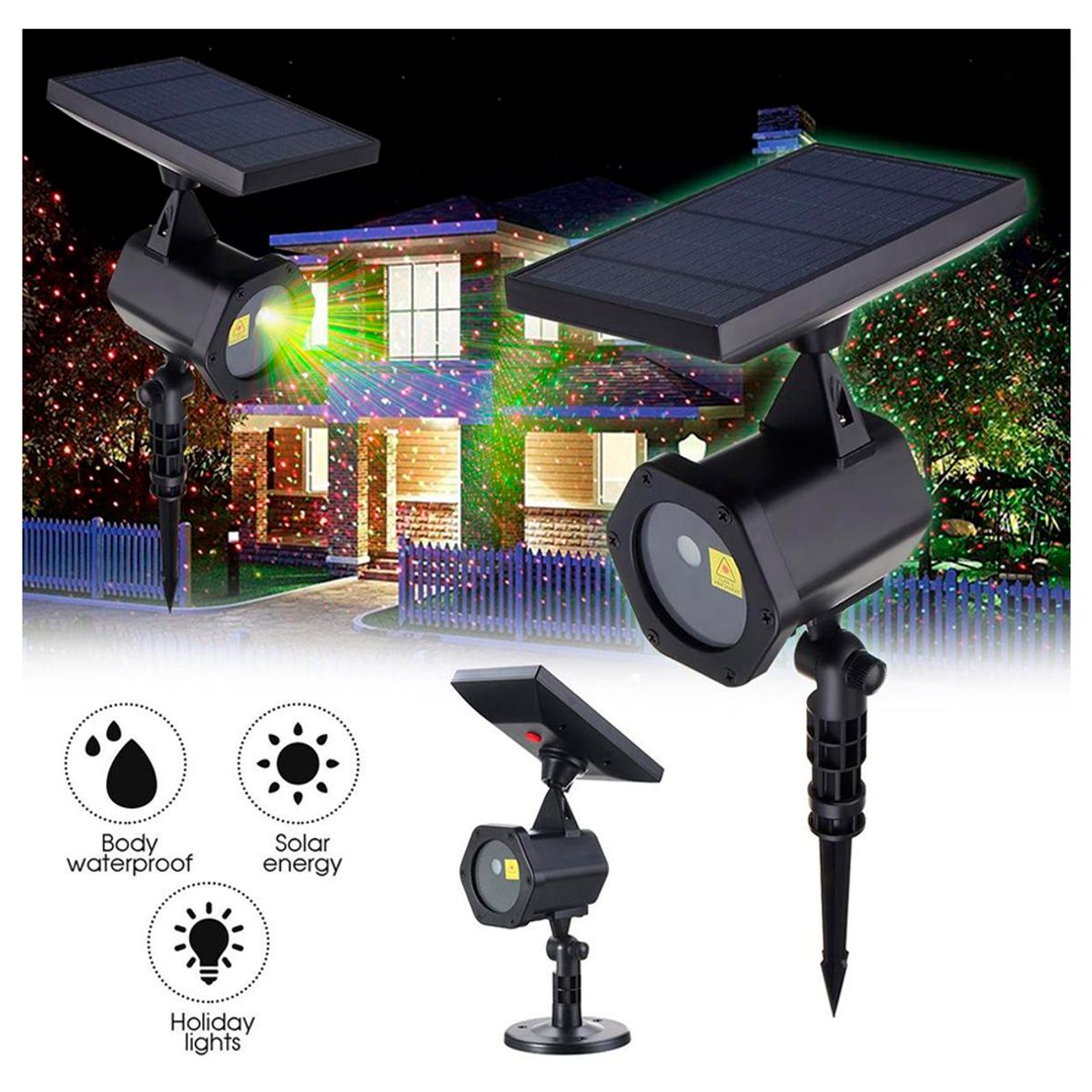 IRM - Proyector estrellas Luz Laser exterior Solar Estaca Con Movimiento