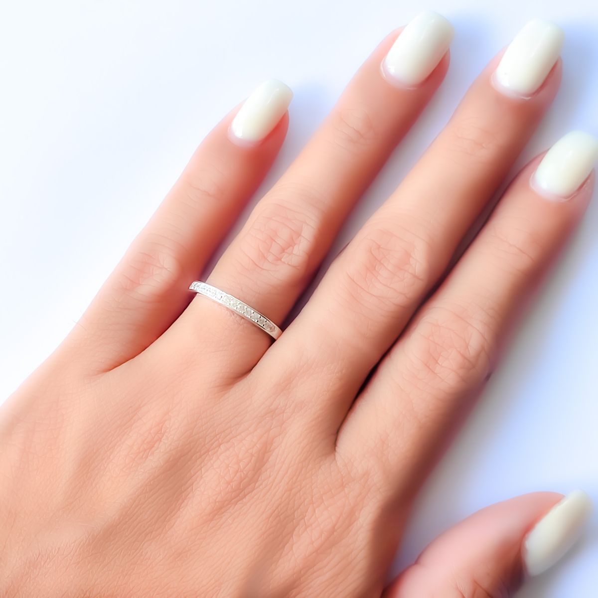 COGGIOLA - Anillo Medio Cintillo Circón Dania Plata Fina 925