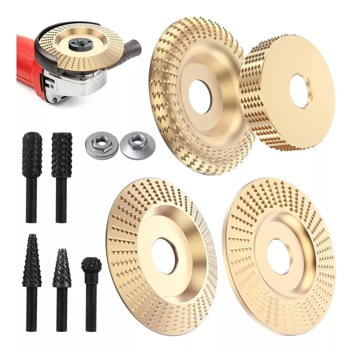 MUNDO MAGIA - Juego De 4 Discos Para Tallar Madera+juego De 5 Escofinas