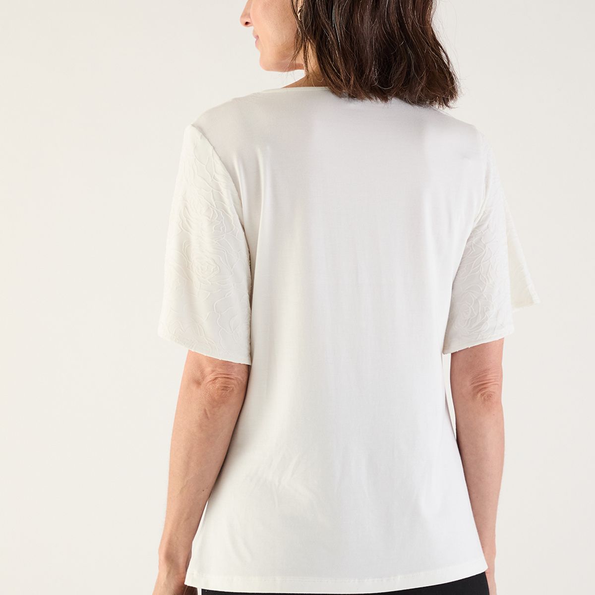 MA GRIFFE - Polera Manga Corta Crudo Mujer Magriffe