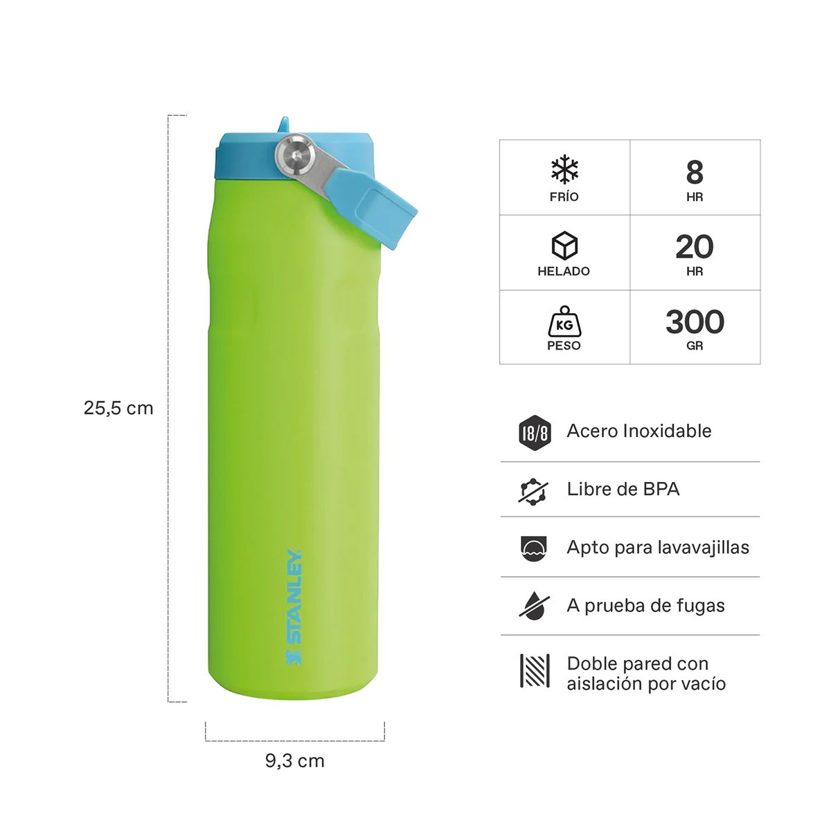 STANLEY - Botella Térmica Stanley Flip Straw 20 Bright Lime - 710 ml STANLEY