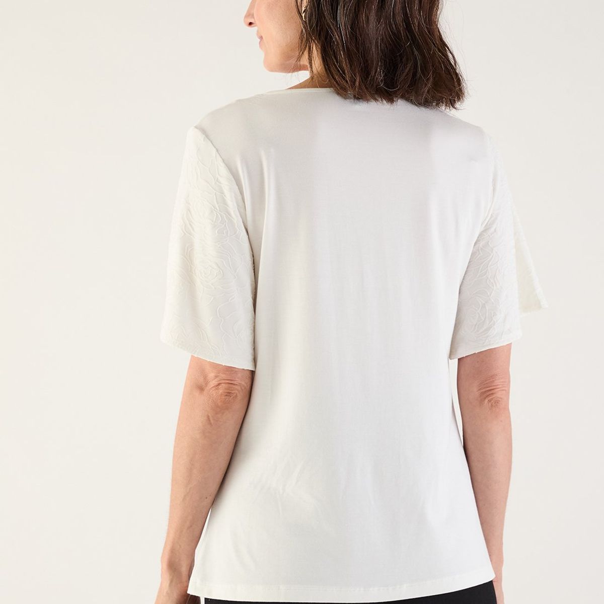MA GRIFFE - Polera Manga Corta Crudo Mujer Magriffe